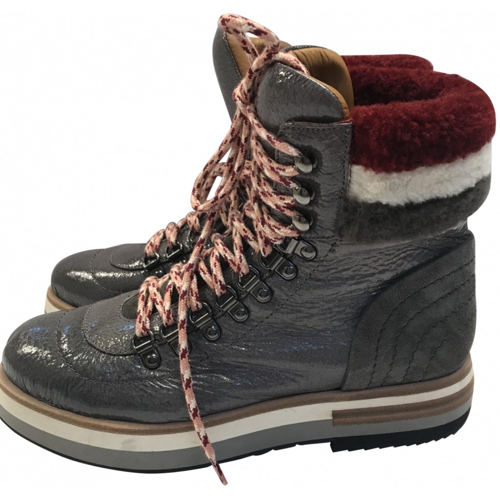 Fabi Patent Leather Shearling Boots New w box